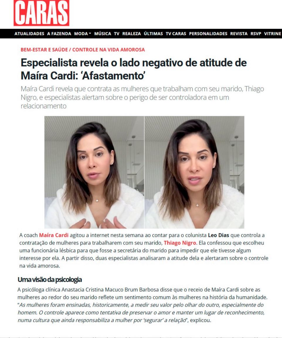 Matéria na Caras